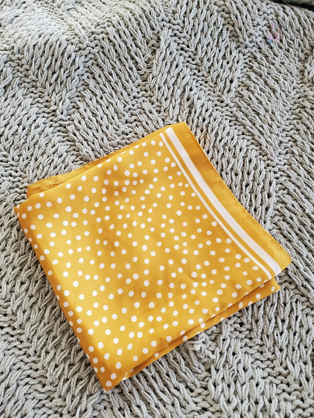 Cleobella Yellow Polka Dot Scarf with White Accents